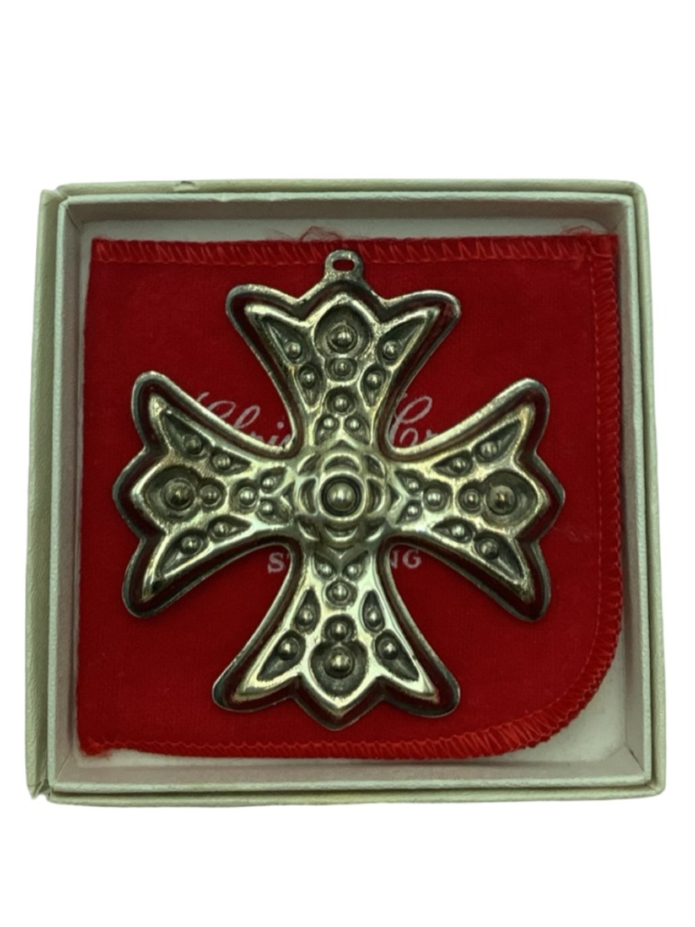 Reed & Barton 1975 Christmas Cross Ornament In Box